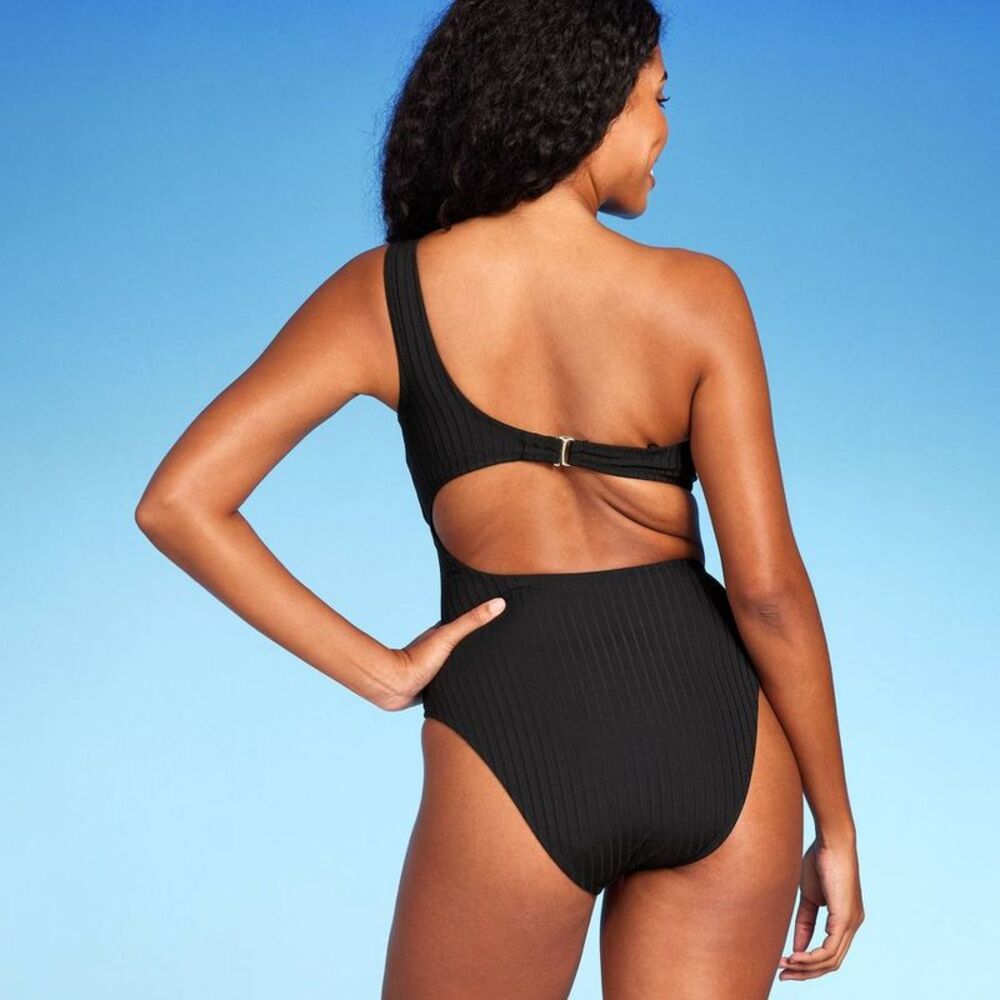 NWT Shade & Shore - Women's One Shoulder One Black ribbed - Picture 3 of 4